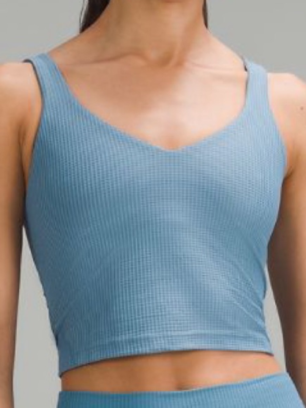 Lululemon Scoop Neck Yoga Tank *Grid Texture, Utility Blue, 12 NWT